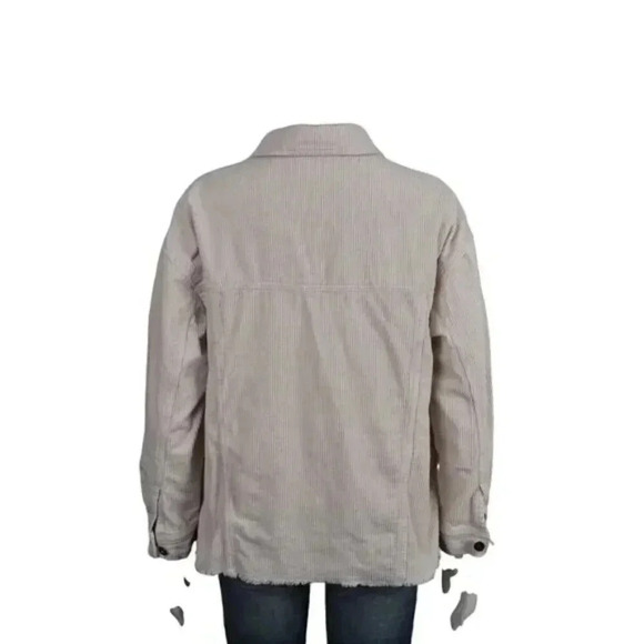 Zara Corduroy Oversized Loose Shirt Shacket Ivory Cream Long Sleeve Size  Small - Picture 8 of 13